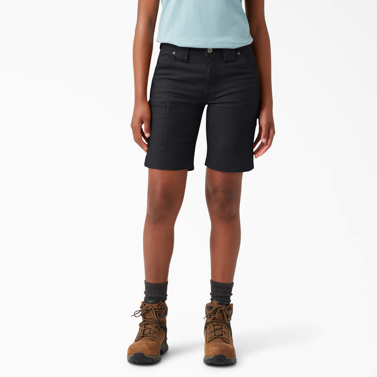 Women's FLEX DuraTech Straight Fit Shorts, 9" - Black (BKX) image number 1
