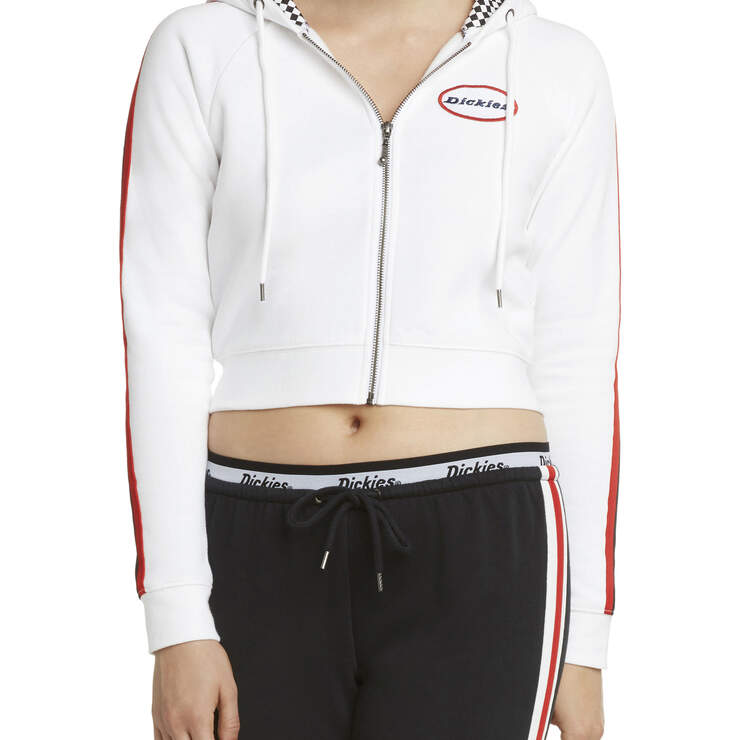 Dickies Girl Juniors' Winners Cup Zip Front Cropped Jacket - White (WH) image number 1