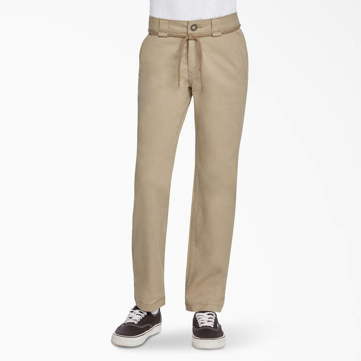 Boys' FLEX Skinny Shoelace Belt Trouser Pants - Desert Sand (DS) image number 1