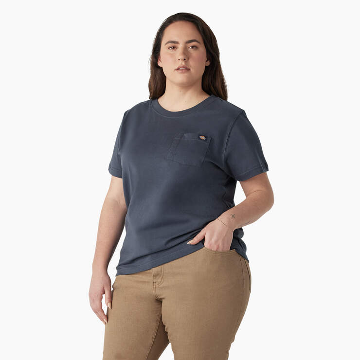 Women's Plus Heavyweight Short Sleeve Pocket T-Shirt - Airforce Blue (AF) image number 3