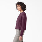 Women&#39;s Script Logo Long Sleeve Cropped T-Shirt - Grape Wine &#40;GW9&#41;