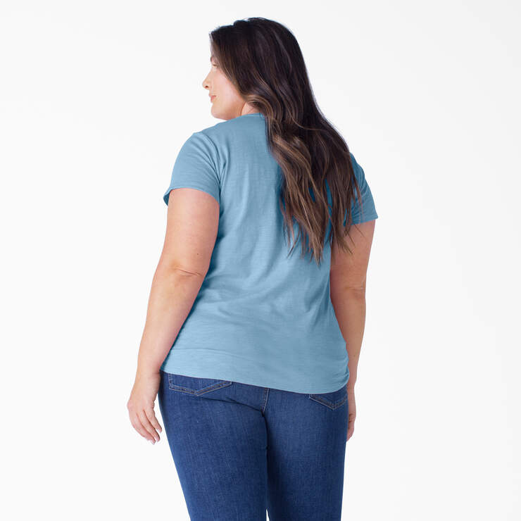 Women's Plus Short Sleeve V-Neck T-Shirt - Dusty Blue (DL) image number 2