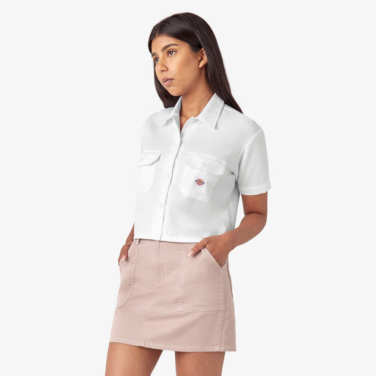 Women's Cropped Work Shirt - White (WH) image number 3
