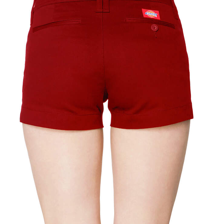 Dickies Girl Juniors' 4-Pocket 3" Shorts - Red (RD) image number 2
