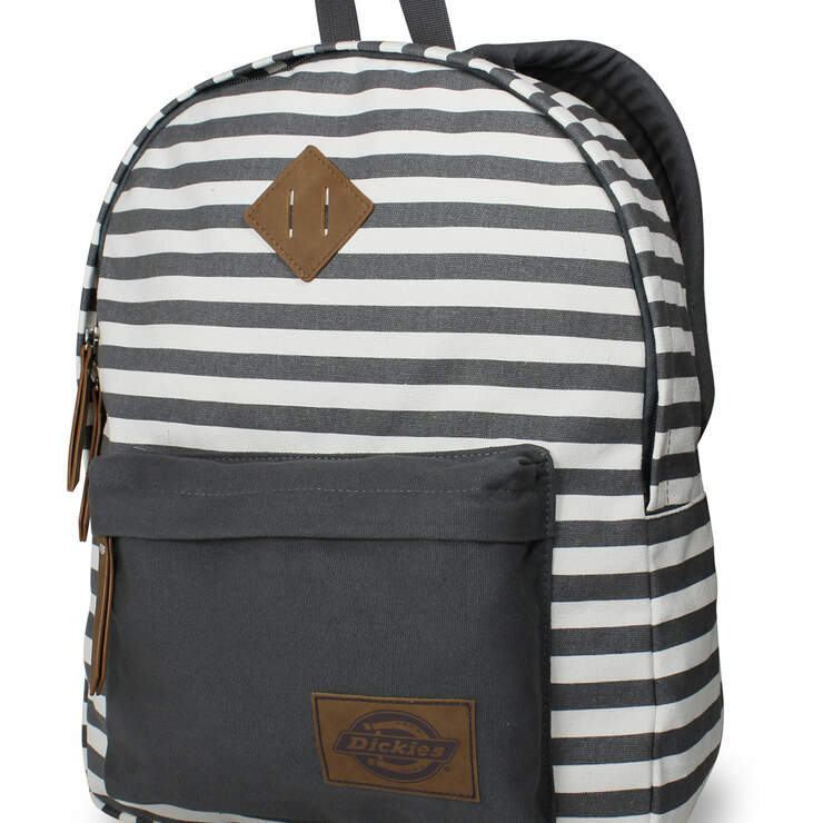 White & Charcoal Striped Classic Backpack - WHITE/CHARCOAL STRIPE (CW) image number 3