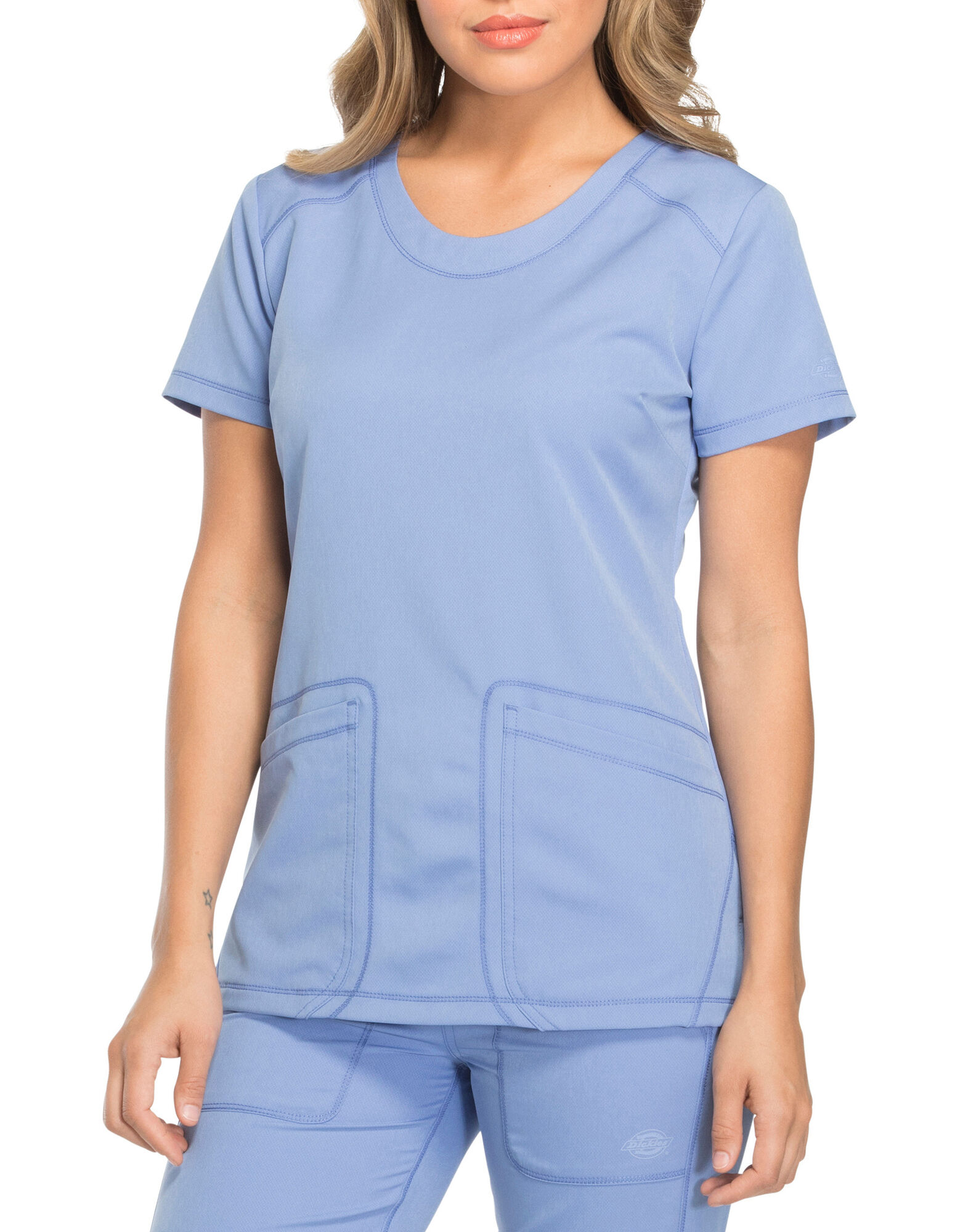 Rounded VNeck Scrub Top Ceil Blue Womens Scrubs Dickies