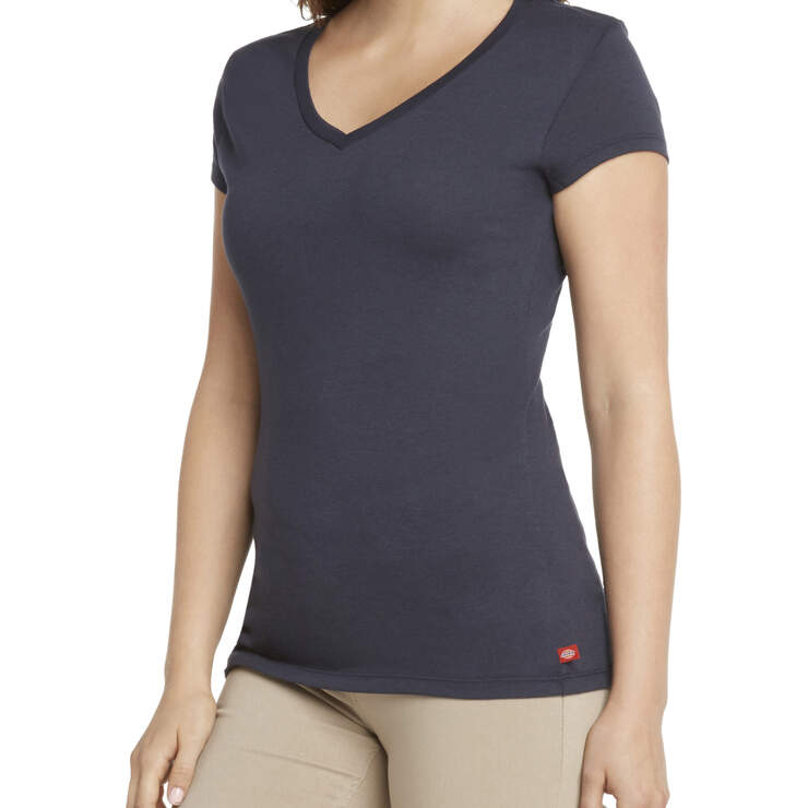 Dickies Girl Juniors' Short Sleeve V-Neck T-Shirt - Navy Blue (NVY) image number 1