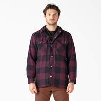 Flannel Hooded Shirt Jacket - Grape Wine Buffalo Plaid (GPN)