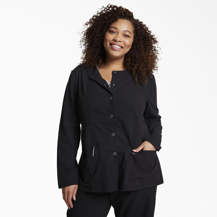 Women&#39;s Xtreme Stretch Snap Front Scrub Jacket - Black &#40;BLK&#41;