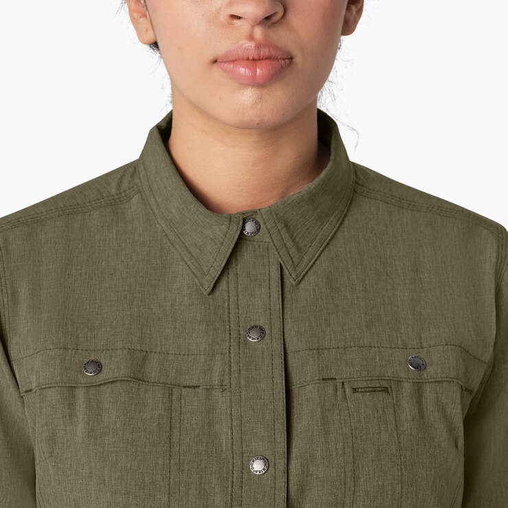 Women's Cooling Roll-Tab Work Shirt - Military Green Heather (MLD) image number 5