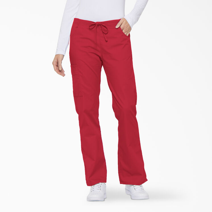 Women&#39;s EDS Signature Flare Leg Cargo Scrub Pants - Red &#40;RD&#41;