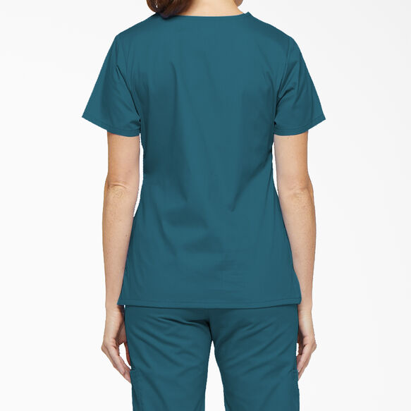 Women&#39;s EDS Signature Mock Wrap Scrub Top - Caribbean Blue &#40;CRB&#41;