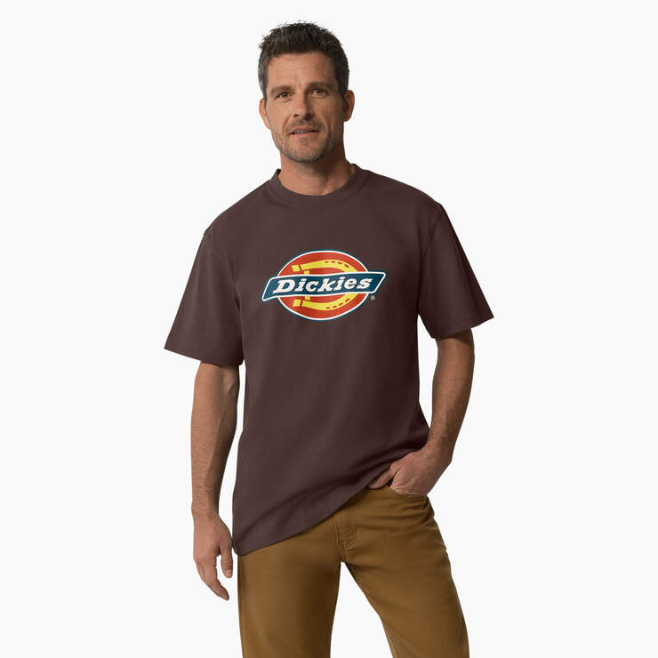 Short Sleeve Tri-Color Logo Graphic T-Shirt - Chocolate Brown (CB) image number 1