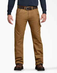 Relaxed Straight Fit Flannel-Lined Carpenter Duck Pants - Brown Duck &#40;RBD&#41;