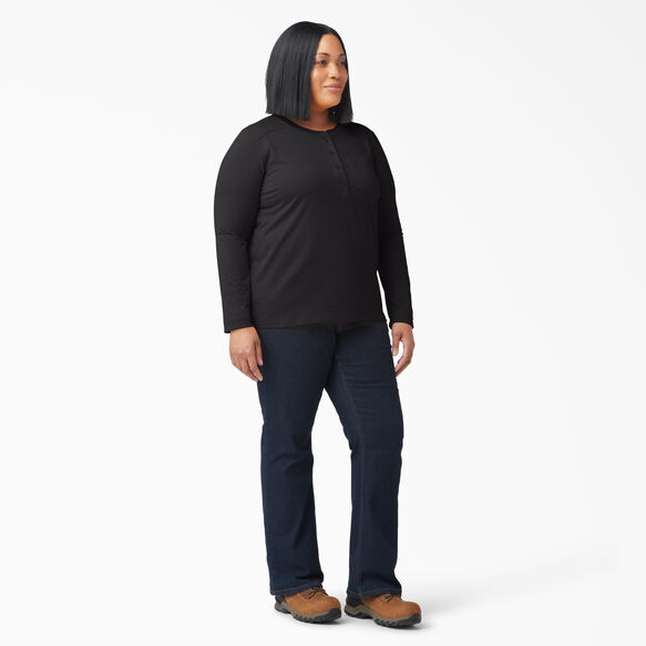 Women&#39;s Plus Heavyweight Henley - Black &#40;KBK&#41;