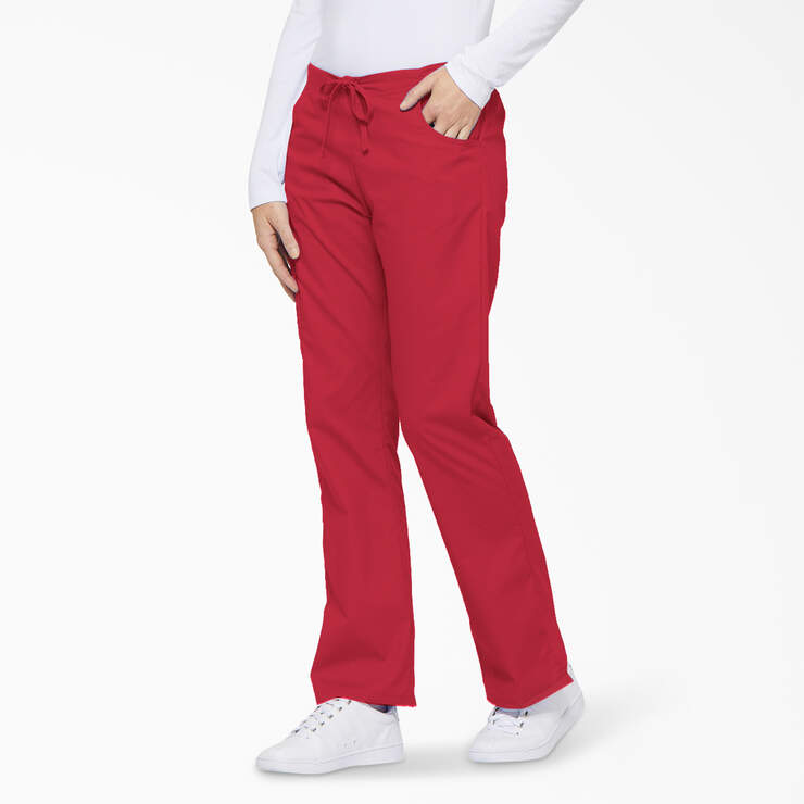 Women's EDS Signature Flare Leg Cargo Scrub Pants - Red (RD) image number 3