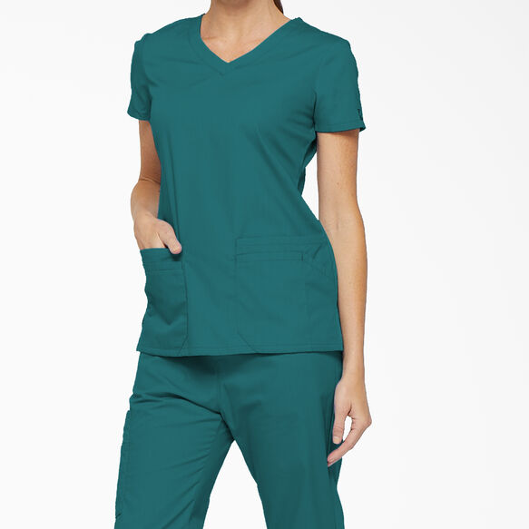 Women&#39;s EDS Signature V-Neck Scrub Top with Pen Slot - Teal &#40;DTL&#41;