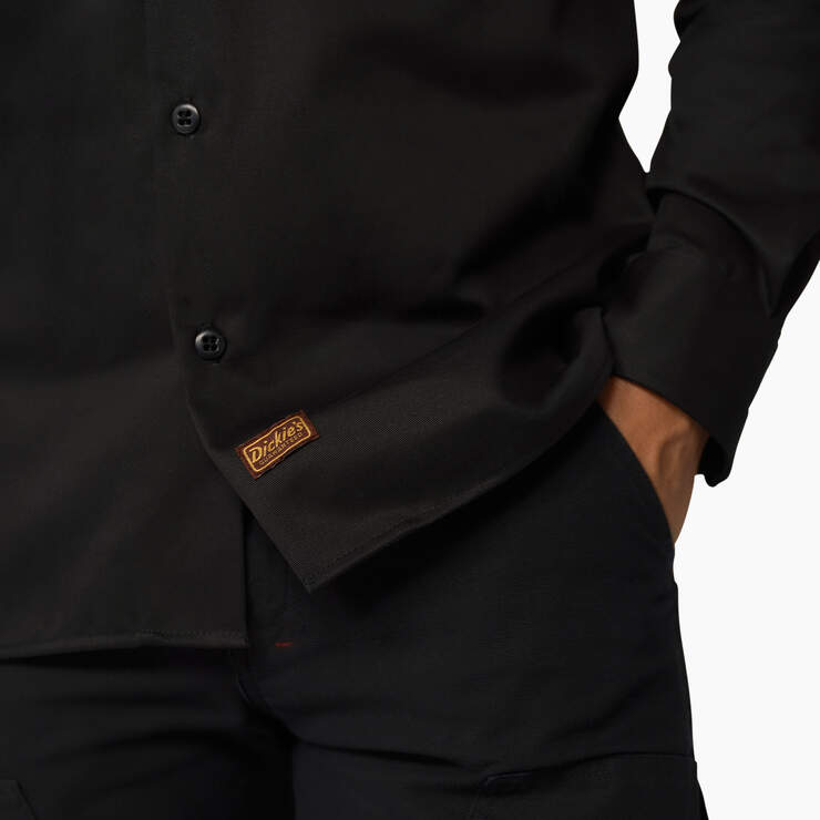 Dickies 1922 Premium Twill Long Sleeve Shirt - Rinsed Black (RBK) image number 5