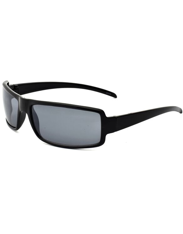 Sporty Black Opaque Rectangular Sunglasses, 63mm - Black (BLK)