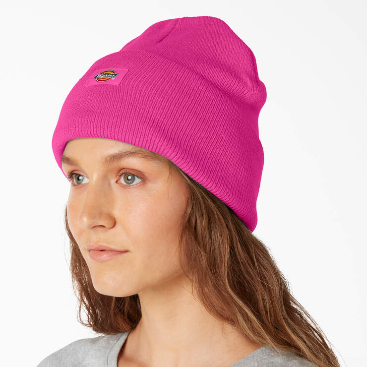 Cuffed Knit Beanie - Neon Pink (NK) image number 3