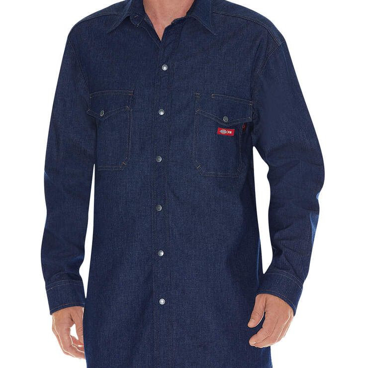 Flame-Resistant Long Sleeve Denim Snap Front Shirt - Indigo Blue (NB) image number 1