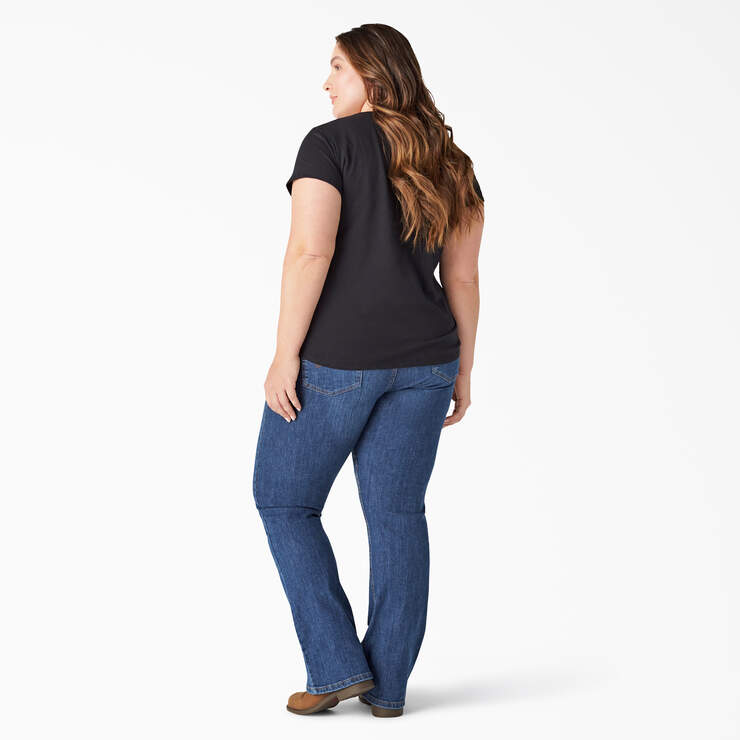 Women's Plus Heavyweight Short Sleeve Pocket T-Shirt - Black (BK) image number 4