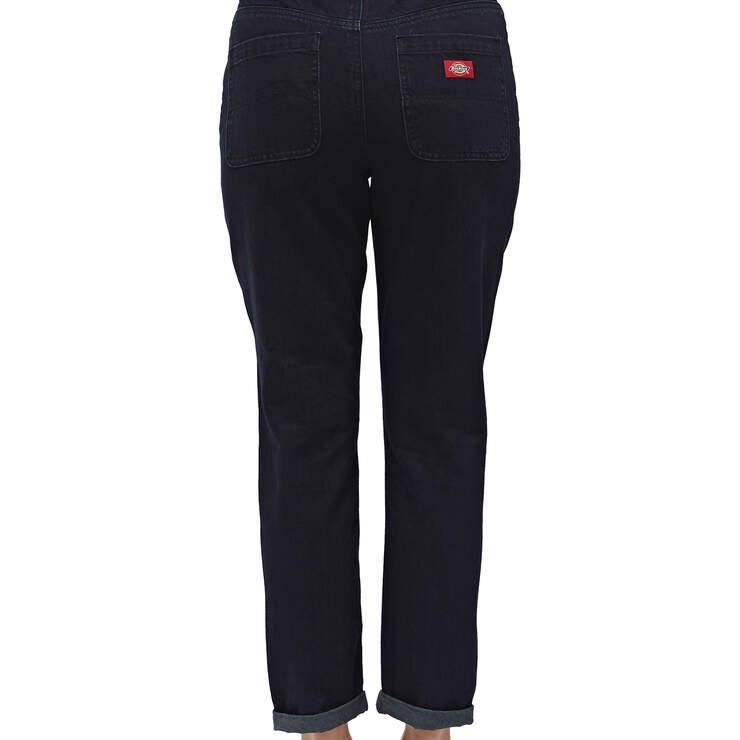 Dickies Girl Juniors' 5-Pocket High Rise Mom Fit Rolled Ankle Jeans - DICKIES BLACK CROSS DYED (BLD) image number 2