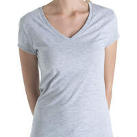 Dickies Girl Juniors' Short Sleeve V-Neck T-Shirt - Heather Gray (HG)