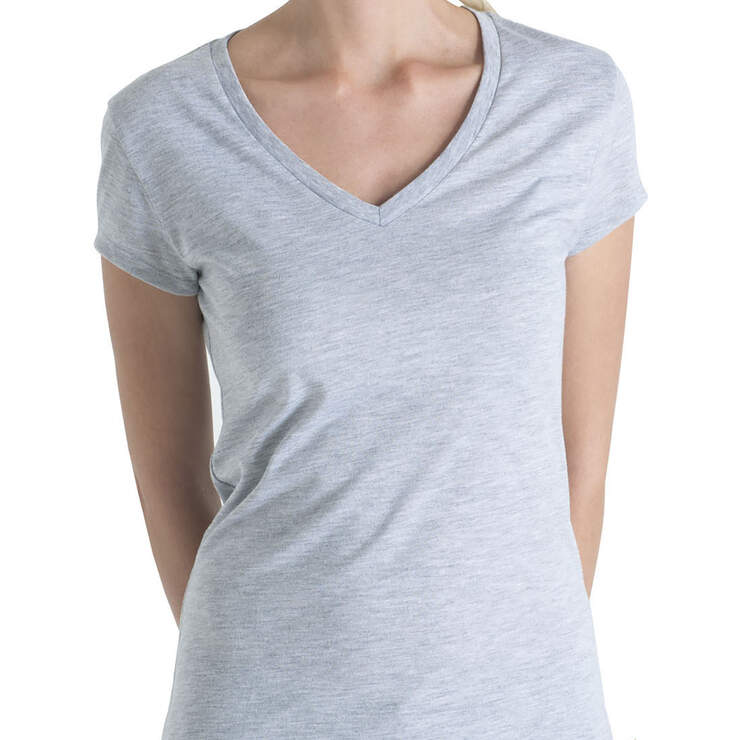 Dickies Girl Juniors' Short Sleeve V-Neck T-Shirt - Heather Gray (HG) image number 1