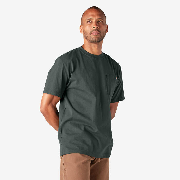 Heavyweight Short Sleeve Pocket T-Shirt - Hunter Green (GH) image number 4