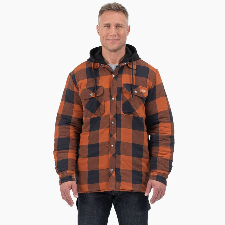 Relaxed Fit Icon Hooded Quilted Flannel Shirt Jacket - Gingerbread Buffalo Plaid &#40;GPB&#41;