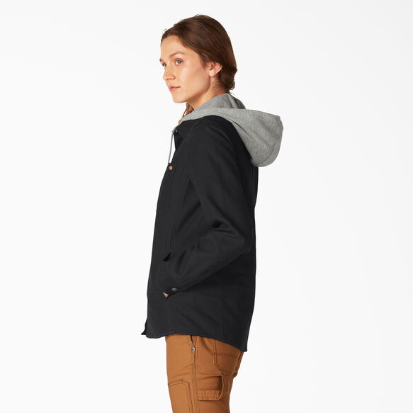 Women&rsquo;s Duck Hooded Shirt Jacket - Black &#40;BKX&#41;