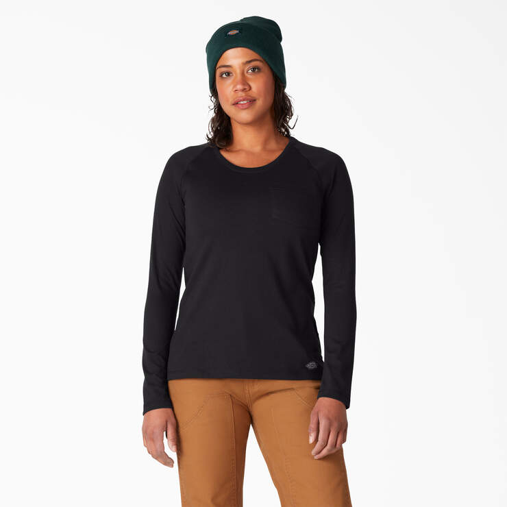 Women's Cooling Long Sleeve Pocket T-Shirt - Black (KBK) image number 1
