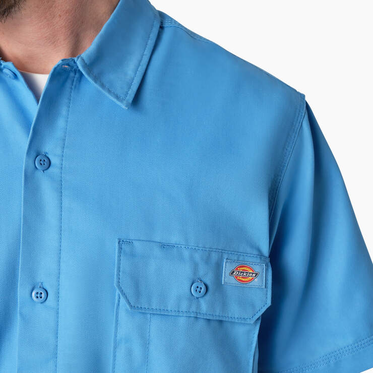 Madras Short Sleeve Work Shirt - Azure Blue (AB2) image number 5