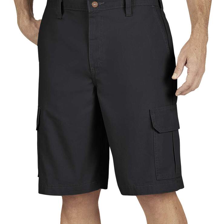11" Relaxed Fit Lightweight Duck Cargo Shorts - Rinsed Black (RBK) image number 1