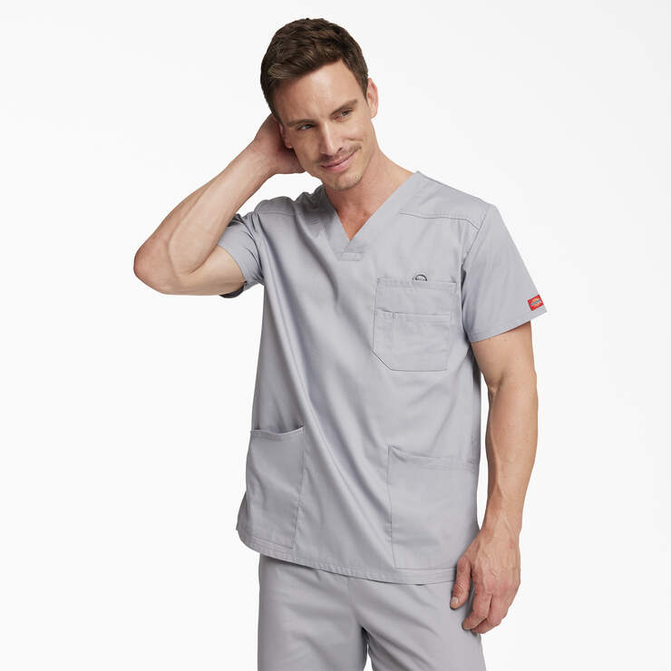 Men's EDS Signature V-Neck Scrub Top - Gray (GY) image number 1