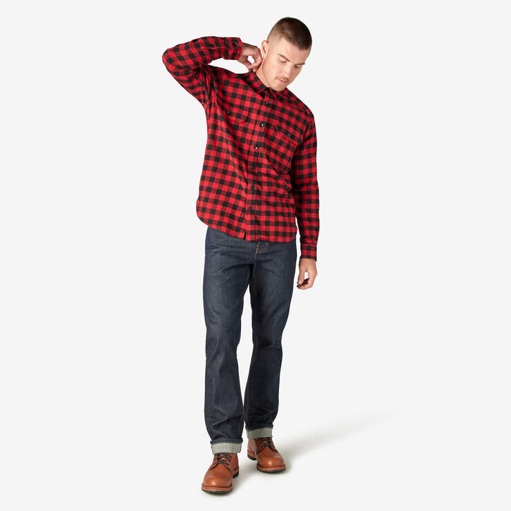 Dickies 1922 Buffalo Check Flannel Shirt - Red Plaid (BRP) image number 5