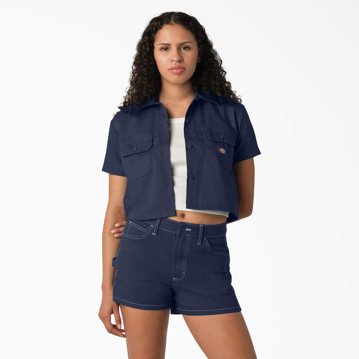 Women's Cropped Work Shirt - Ink Navy (IK) image number 1