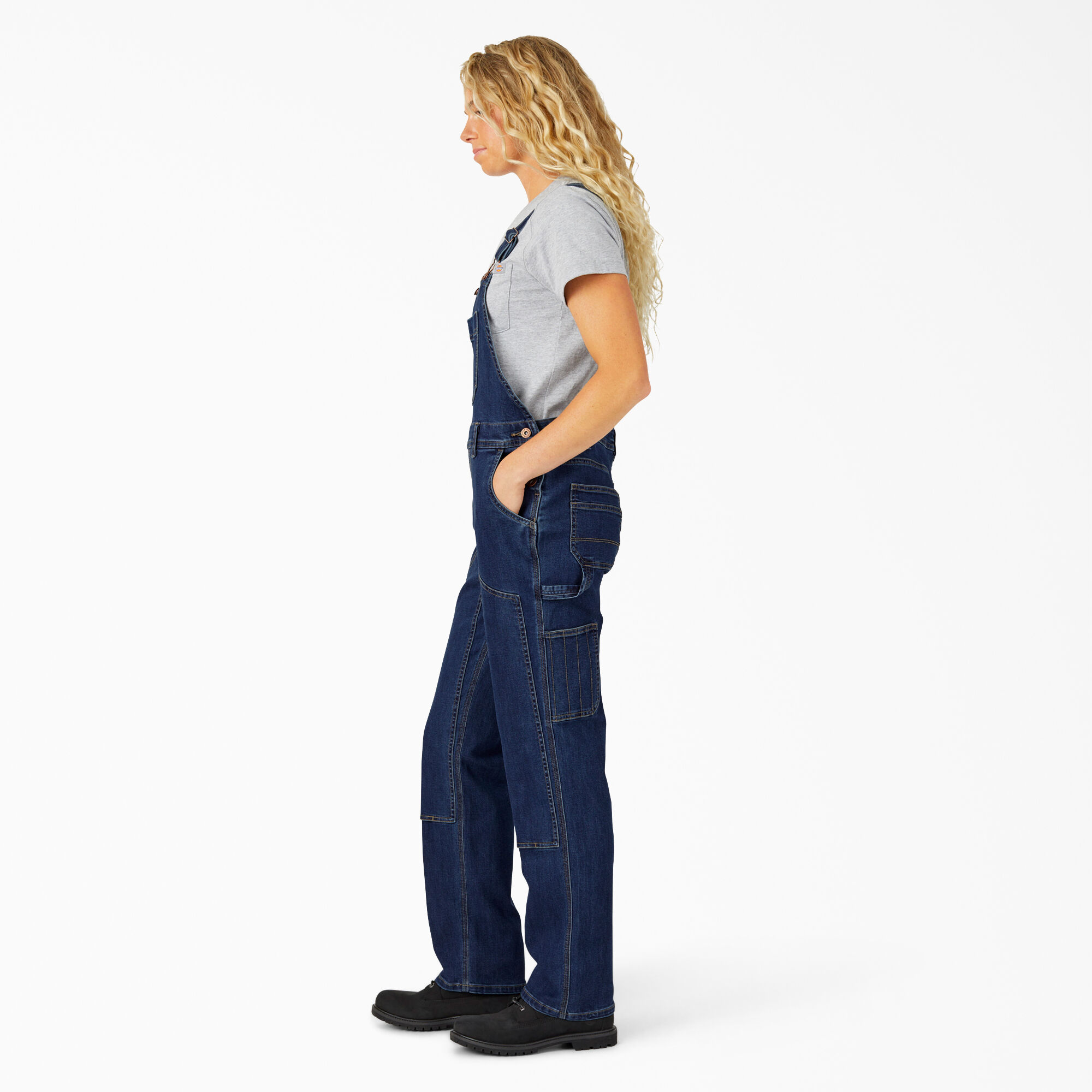 Women s Straight Fit Denim Double Front Bib Overalls Dickies US