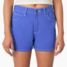 Women&#39;s High Waisted Carpenter Shorts, 3&quot; - Satin Sky &#40;SK2&#41;