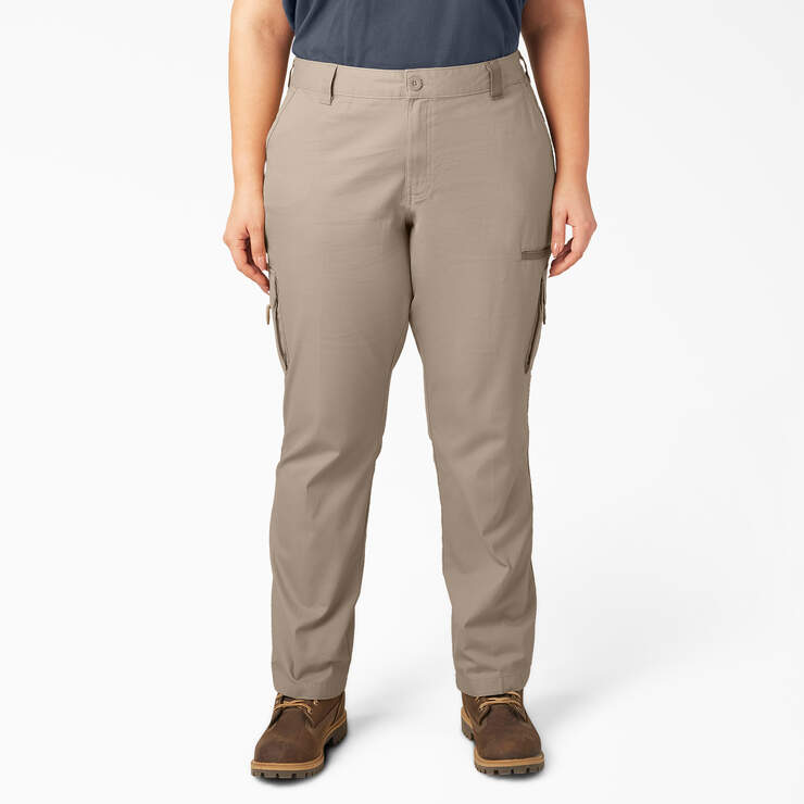 Women's Plus Relaxed Fit Cargo Pants - Rinsed Desert Sand (RDS) image number 1
