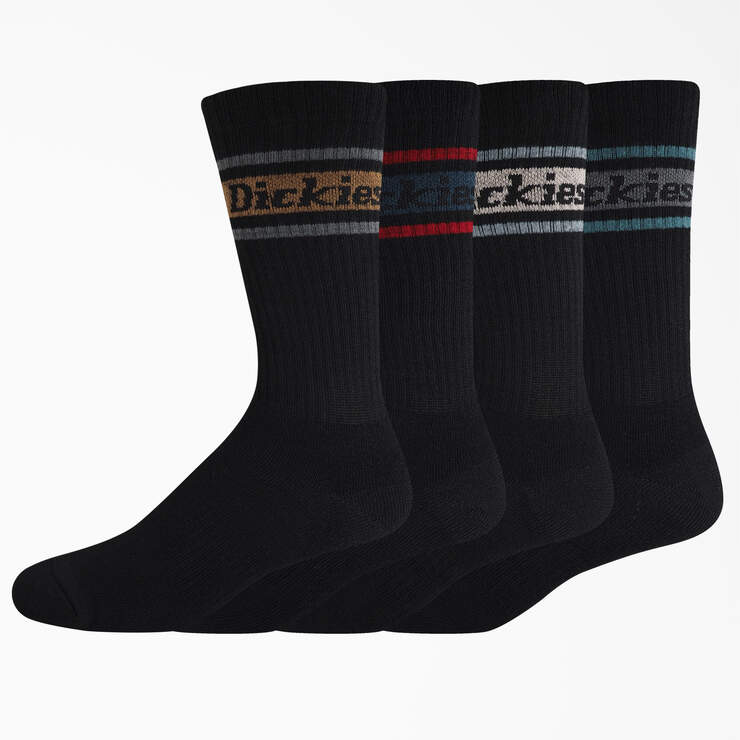 Rugby Stripe Socks, Size 6-12, 4-Pack - Black (BK) image number 1