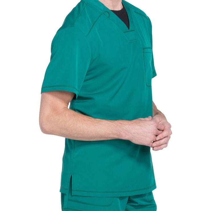 Men's Dynamix V-Neck Scrub Top with Zip Pocket - Hunter Green (HTR) image number 4