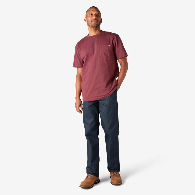 Heavyweight Short Sleeve Pocket T-Shirt - Burgundy (BY) image number 9