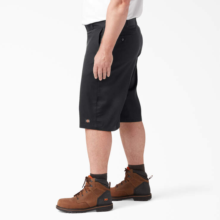 Loose Fit Flat Front Work Shorts, 13" - Black (BK) image number 6