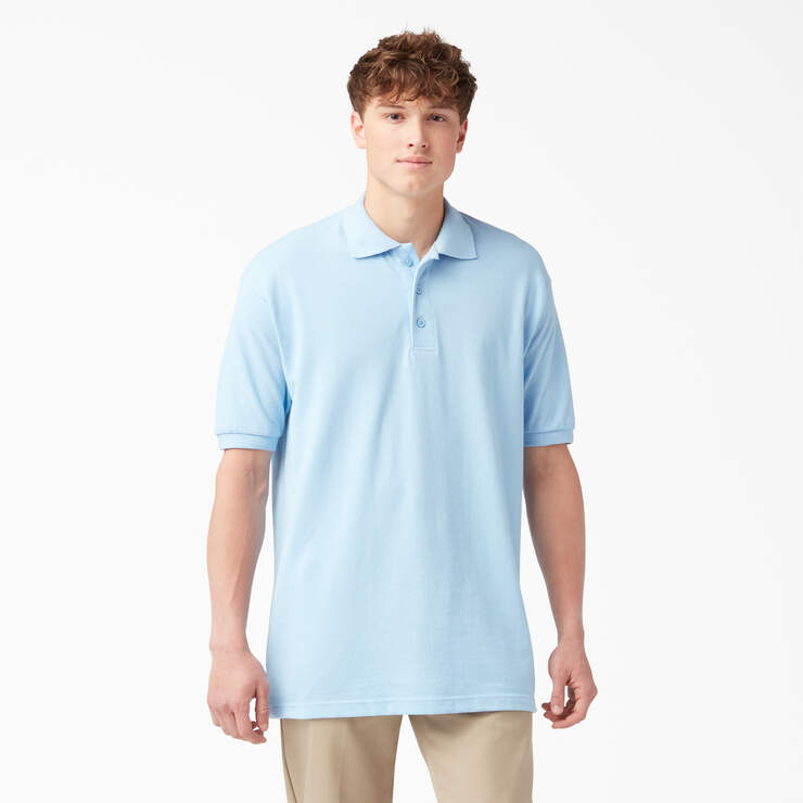 Adult Size Piqué Short Sleeve Polo - Light Blue (LB) image number 1