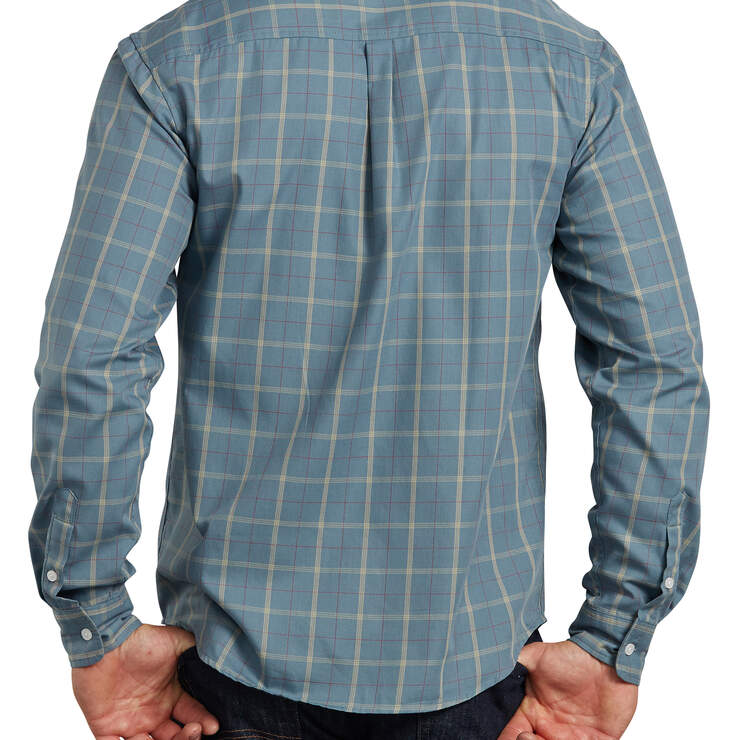 Dickies X-Series Modern Fit Long Sleeve Yarn Dyed Plaid Shirt - Blue Khaki Plaid (RXKK) image number 2