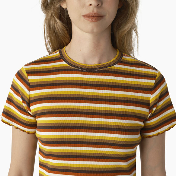 Women&#39;s Striped Cropped Baby T-Shirt - Ginger Honey Baby Stripe &#40;GSN&#41;