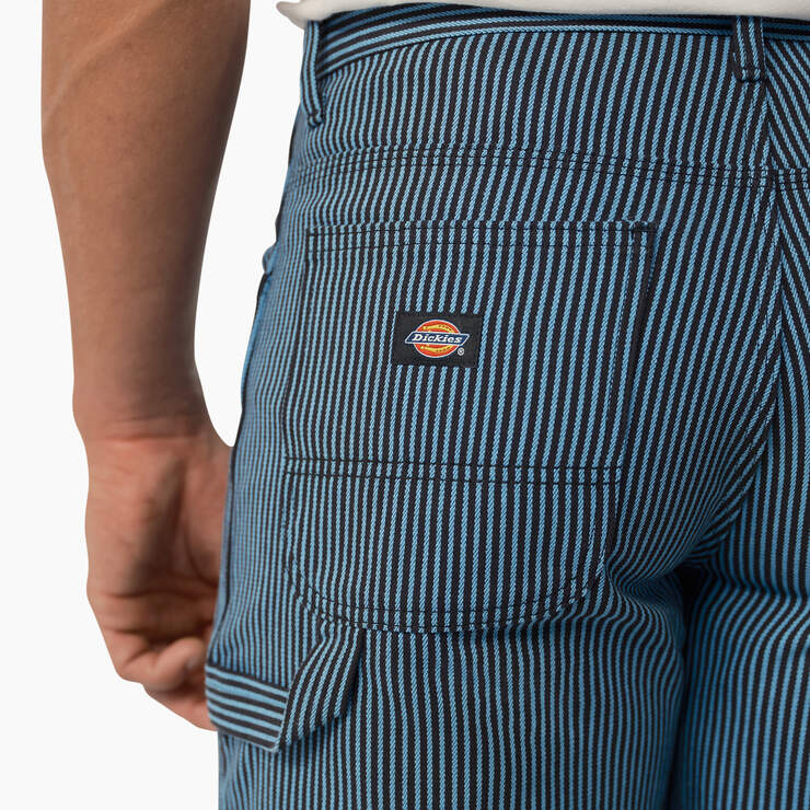 Hickory Stripe Carpenter Shorts, 11" - Azure/Black Hickory Stripe (ASH) image number 6