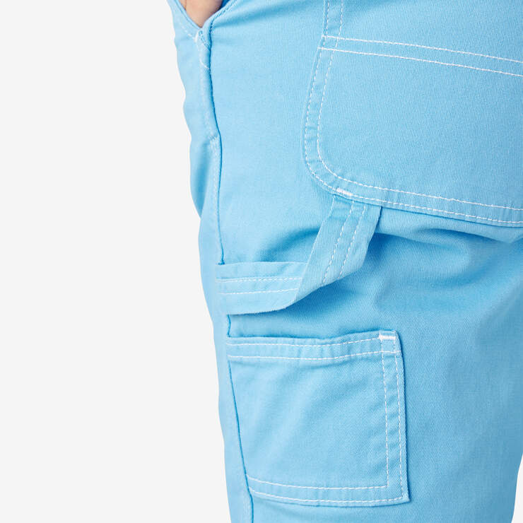 Women's Slim Straight Fit Roll Hem Carpenter Pants - Azure Blue (AB2) image number 8